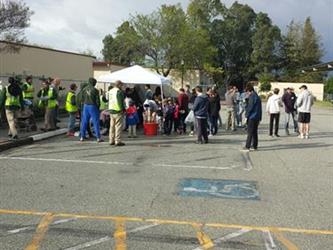 Students outside for a school event