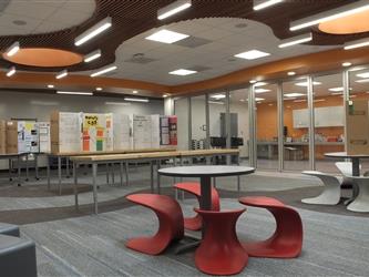 A fancy desk at The Northwood Elementary School Flexible Instructional Space