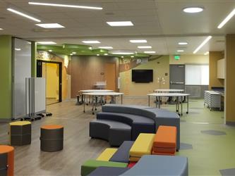Fancy couches in the Laneview Elementary School Flexible Instructional Space