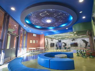An astronomy themed area of the Summerdale Flexible Instructional Space
