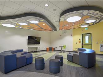 Fancy couches and chairs at The Majestic Way Elementary School Flexible Instructional Space