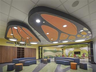 Butterfly lights at the Majestic Way Elementary School Flexible Instructional Space