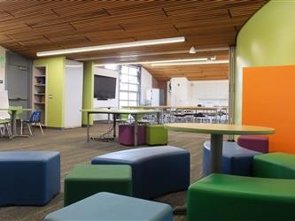 Fancy chairs at The Noble Elementary School Flexible Instructional Space