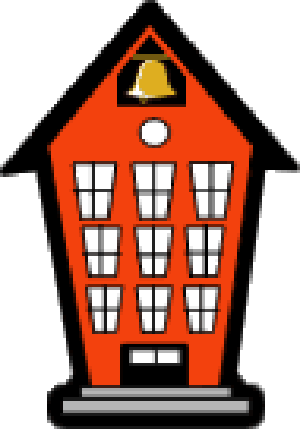 A tall school building icon